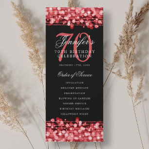 Elegant 70-årsfestprogram Ruby Red Inbjudningar