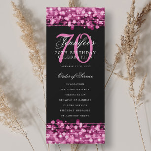 Elegant 70-årsfestprogram varmt rosa inbjudningar