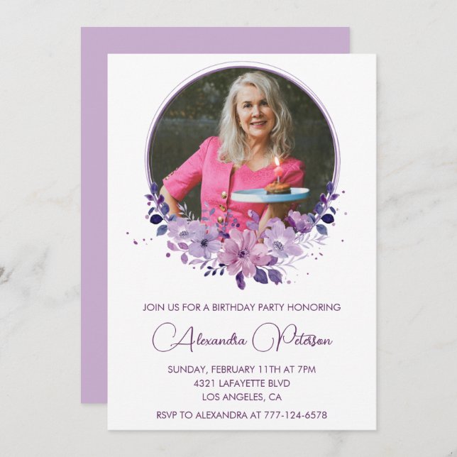 Elegant 70-årsinbjudan FotoElegant Inbjudningar (Fram/baksida)