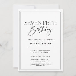 Elegant 70:e födelsedag Svartvit Inbjudningar