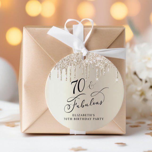 Elegant 70:e Födelsedagsfesten Guld Glitter Tack Gåvor Etiketter (Skapare uppladdad)
