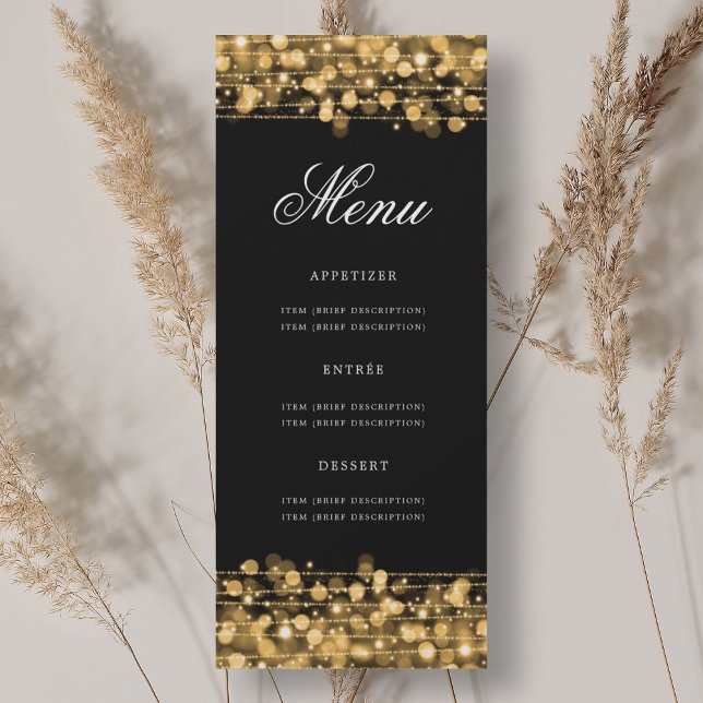 Elegant 70:e Födelsedagsfesten Menu Guld Inbjudningar (Elegant 70th Birthday Party Menu Gold Invitation)