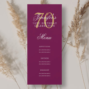 Elegant 70:e Födelsedagsfesten Menu Guld Magenta Inbjudningar