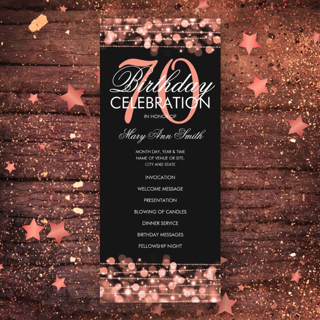 Elegant 70:e Födelsedagsfesten Program Ro Guld Men (Skapare uppladdad)