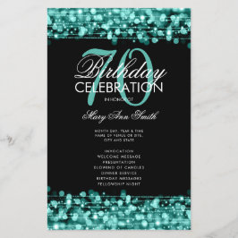 Elegant 70:e Födelsedagsfesten Program Teal Menu