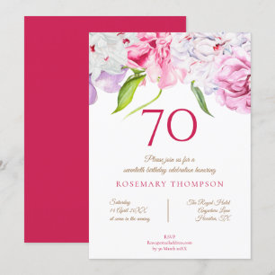 Elegant 70:e Födelsedagsfestens Blommigt Peonies R Inbjudningar