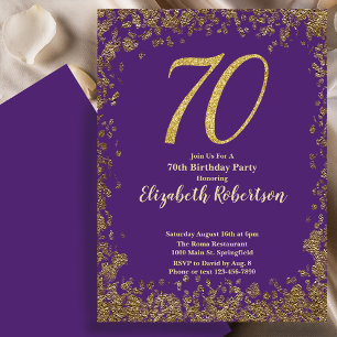 Elegant 70:e födelsedagsinbjudan Guld Sequin Inbjudningar