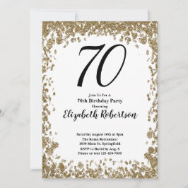 Elegant 70:e födelsedagsinbjudan med Guld-sekvense Inbjudningar