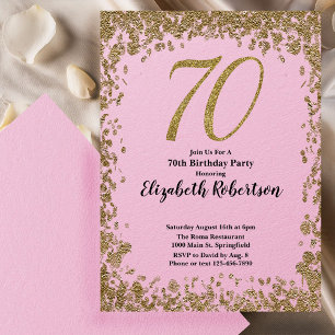 Elegant 70:e födelsedagsinbjudan med Guld-sekvense Inbjudningar