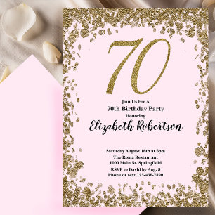 Elegant 70:e födelsedagsinbjudan med Guld-sekvense Inbjudningar