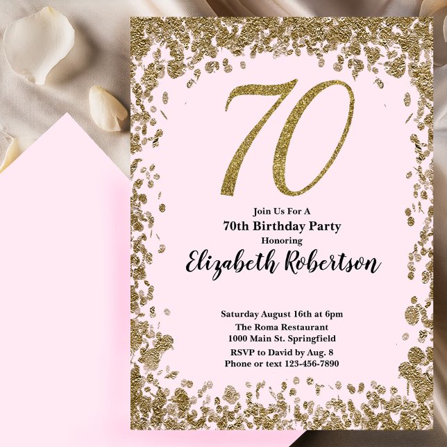 Elegant 70:e födelsedagsinbjudan med Guld-sekvense Inbjudningar (Skapare uppladdad)