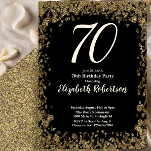 Elegant 70:e födelsedagsinbjudan med Guld-sekvense Inbjudningar