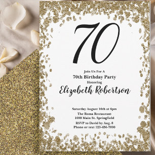 Elegant 70:e födelsedagsinbjudan med Guld-sekvense Inbjudningar