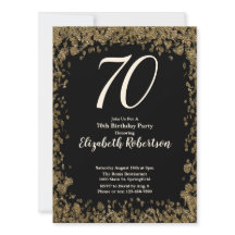 Elegant 70:e födelsedagsinbjudan med Guld-sekvense