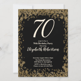 Elegant 70:e födelsedagsinbjudan med Guld-sekvense Inbjudningar