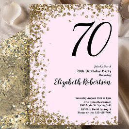 Elegant 70:e födelsedagsinbjudan Rosa Guld Sequins Inbjudningar