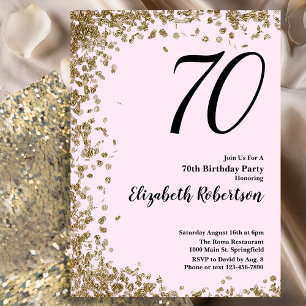 Elegant 70:e födelsedagsinbjudan Rosa Guld Sequins Inbjudningar