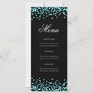 Elegant 70:e födelsedagsmenyn Teal Confetti Black Inbjudningar