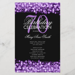 Elegant 70:e födelsedagsprogrammet Lila med meny