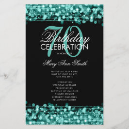 Elegant 70:e födelsedagsprogrammet Teal w/ Menu Flygblad