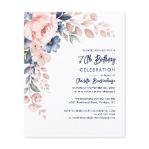 Elegant 70:e inbjudan till Rosa Blommigt -parti på