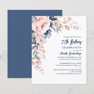 Elegant 70:e inbjudan till Rosa Blommigt -parti på