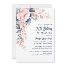 Elegant 70:e inbjudan till Rosa Blommigt -parti på