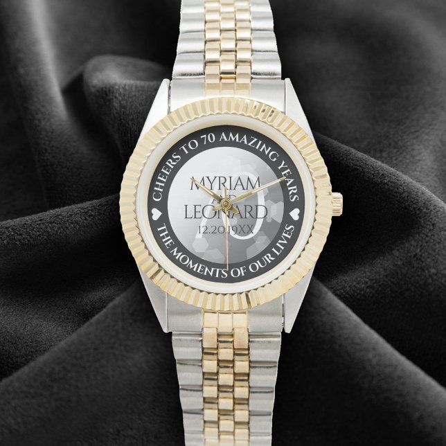 Elegant 70:e platinumårsdagen Bröllop Armbandsur (Elegant 70th Platinum Wedding Anniversary Wristwatch Cover Photo)