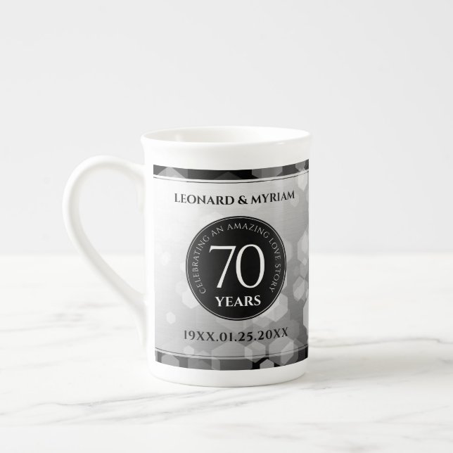 Elegant 70:e platinumårsdagen Bröllop Benporslin Mugg (Vänster)