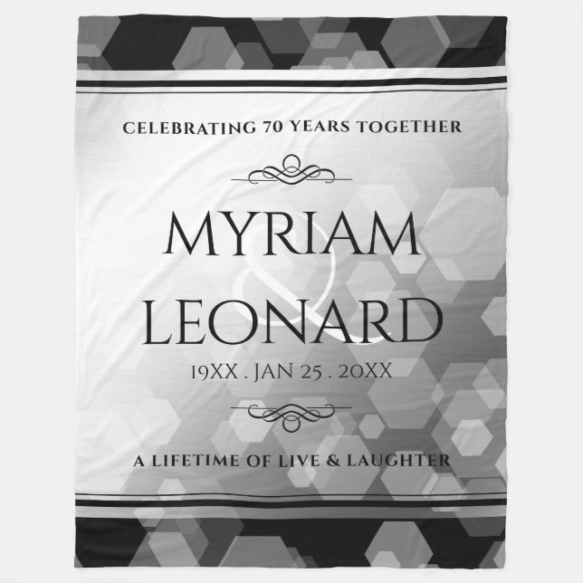 Elegant 70:e platinumårsdagen Bröllop Fleecefilt (Framsidan)