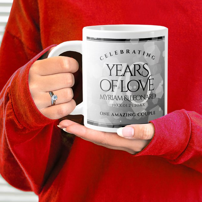 Elegant 70:e platinumårsdagen Bröllop Jumbo Mugg (70th Wedding Anniversary Jumbo Coffee Mug Cover Photo.)