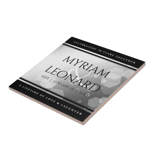 Elegant 70:e platinumårsdagen Bröllop Kakelplatta (Sidan)