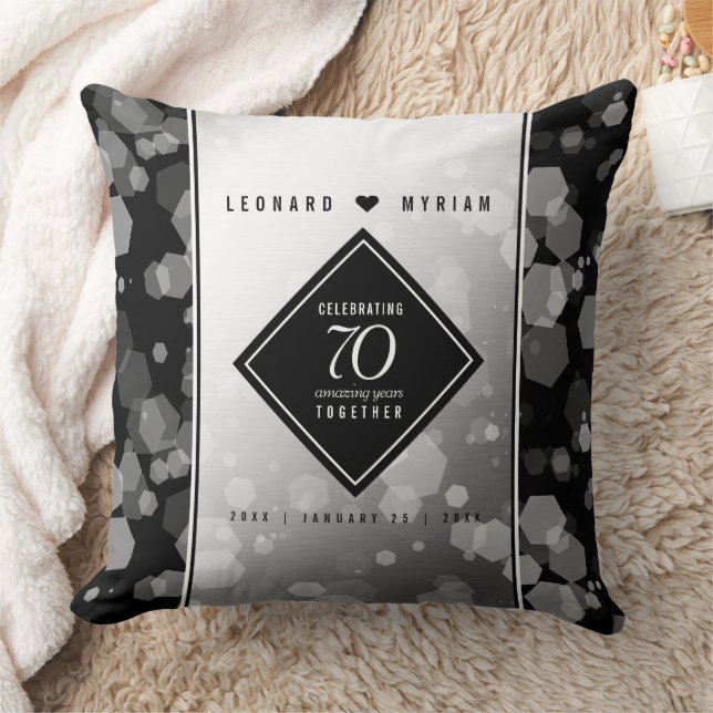 Elegant 70:e platinumårsdagen Bröllop Kudde (Filt)
