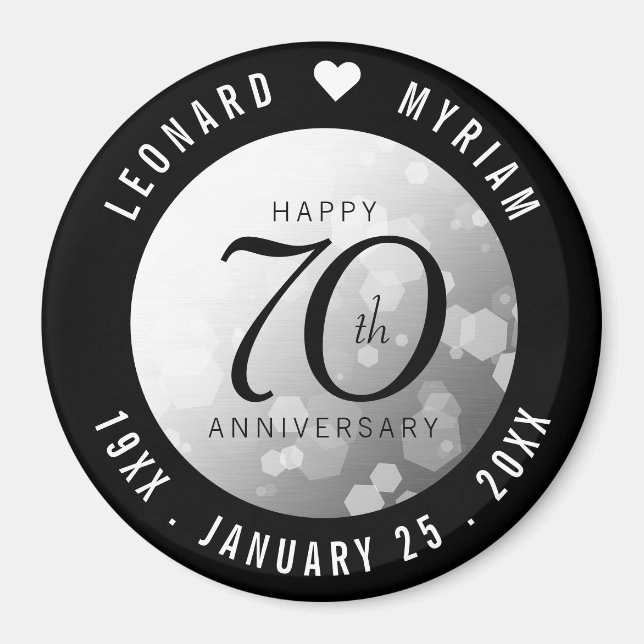 Elegant 70:e platinumårsdagen Bröllop Magnet (Framsidan)