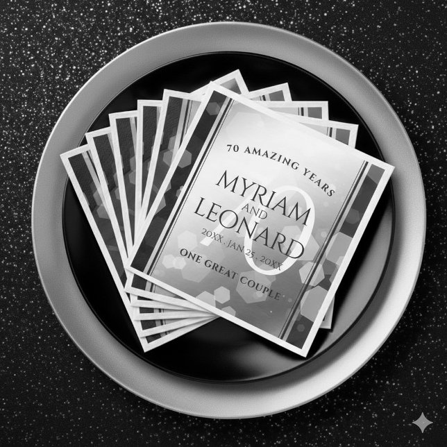Elegant 70:e platinumårsdagen Bröllop Pappersservett (Elegant 70th Platinum Wedding Anniversary Napkins Cover Photo)