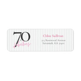 Elegant 70 & Fantastisk Rosa Skrift Födelsedagsfes Returadress Etikett