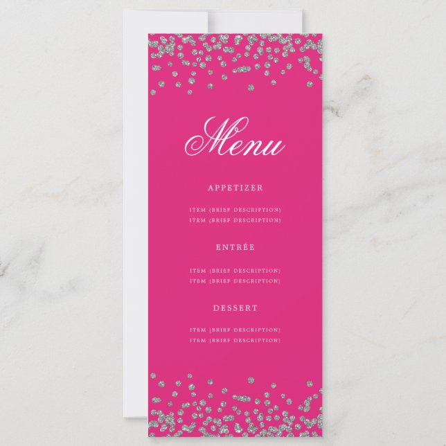 Elegant 70 Födelsedag Menu Silver Confetti Shock r Inbjudningar (Baksida)