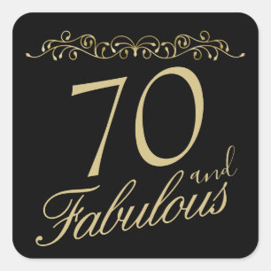 Elegant 70 och Fabulous Ornament 70 Birthday Fyrkantigt Klistermärke