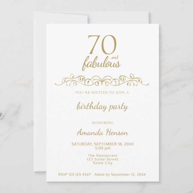 Elegant 70 och Fabulous Ornament 70 Birthday Inbjudningar (Framsida)