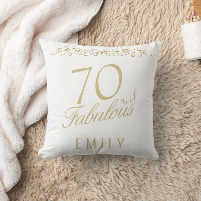 Elegant 70 och Fabulous Ornament 70 Birthday Kudde (Filt)