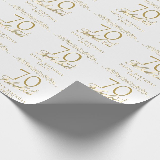 Elegant 70 och Fabulous Ornament 70 Birthday Presentpapper (Hörn)