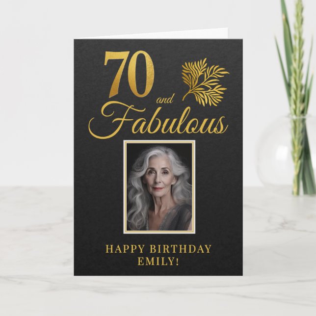 Elegant 70 och Fabulous Twigs 70-års födelsedagsfo Kort (Framsida)