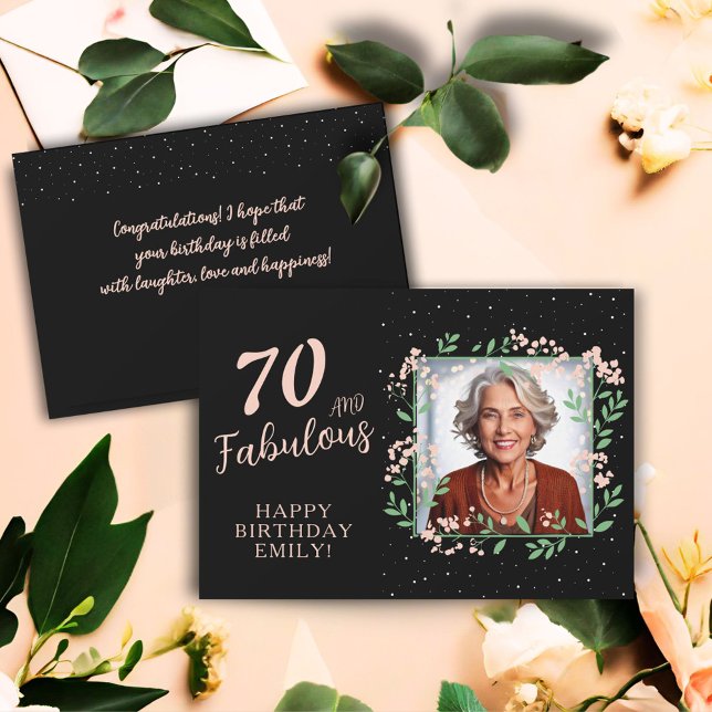 Elegant 70 och fantastisk blomma 70-års födelsedag kort (Skapare uppladdad)