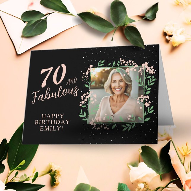 Elegant 70 och fantastisk blomma 70-års födelsedag kort (Skapare uppladdad)