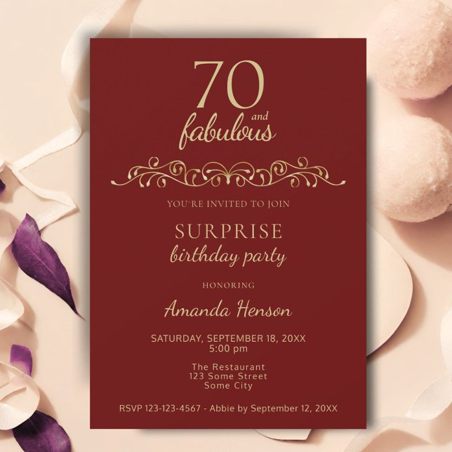 Elegant 70 och fantastisk prydnad 70-årsdag inbjudningar (Skapare uppladdad)