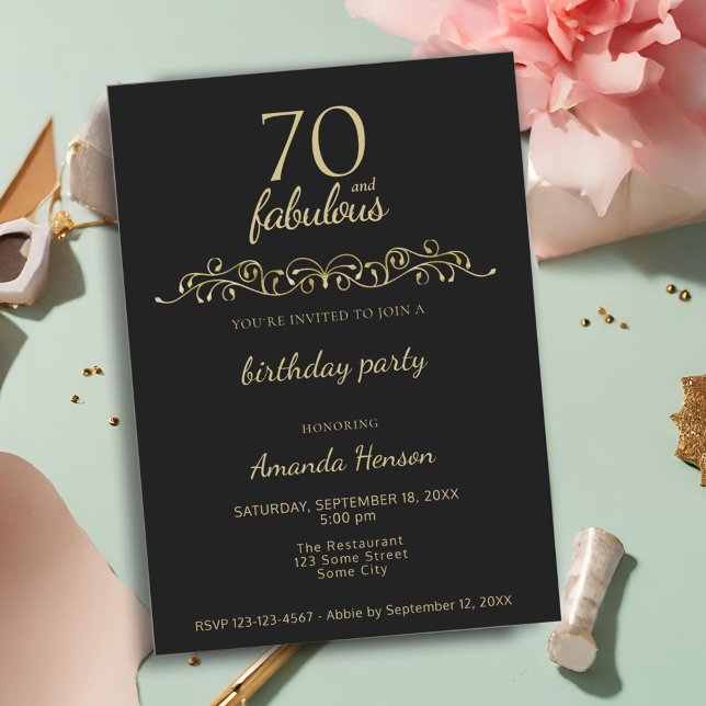 Elegant 70 och fantastisk prydnad 70-årsdag inbjudningar (Skapare uppladdad)