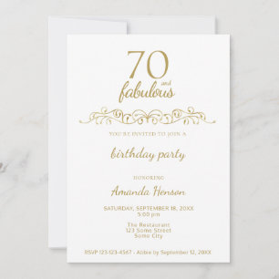 Elegant 70 och fantastisk prydnad 70-årsdag inbjudningar
