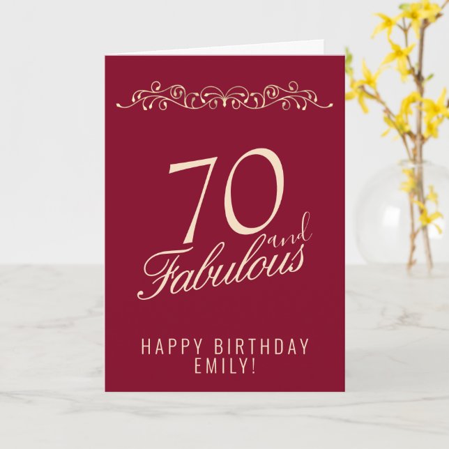 Elegant 70 och fantastisk prydnad 70-årsdag kort (Gul blomma)