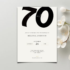 Elegant 70th Birthday Invitation - Minimal Style Inbjudningar