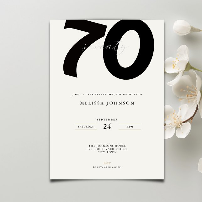 Elegant 70th Birthday Invitation - Minimal Style Inbjudningar (Skapare uppladdad)